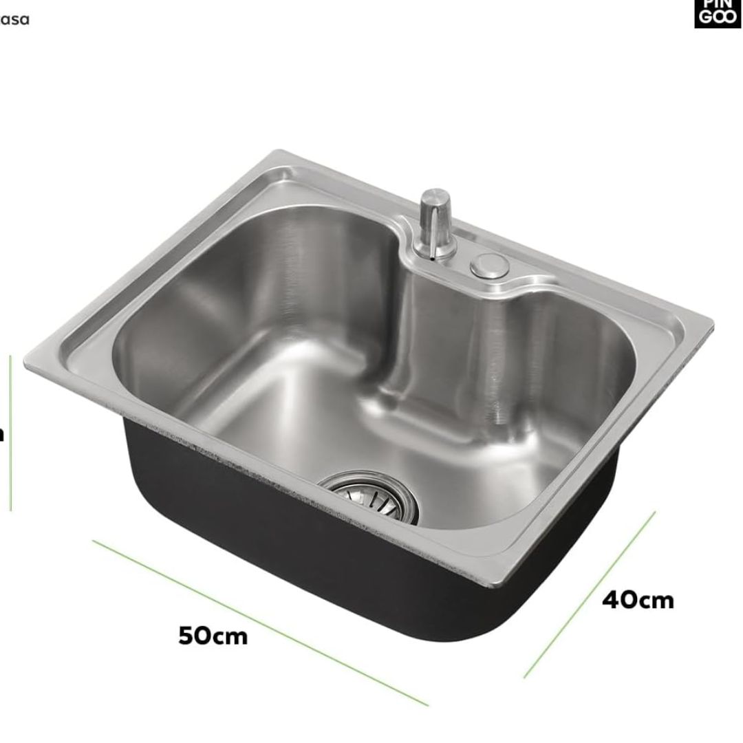 Pingoo.casa, Cuba para Cozinha Pia Gourmet Nawa 50 cm em Aço Inox 201 com Acessórios e Torneira Gourmet Misturador Monocomando Munim em Metal